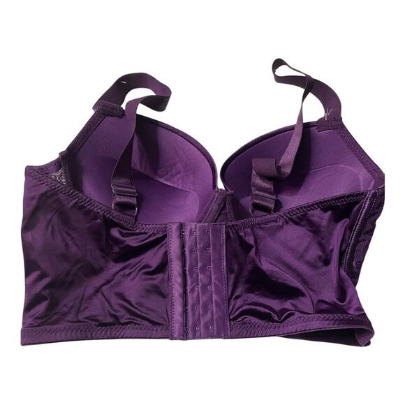 Bebe Womens Bra Size 38C Push Up Longline Bra Rhinstone Adjustable Straps Purple - Picture 5 of 10